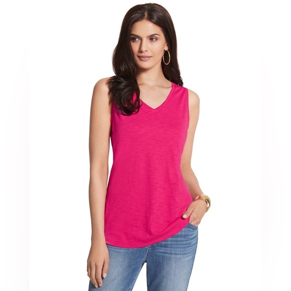 Chico's Tops - CHICO’S Andi Slub Tank In Raspberry, Like New